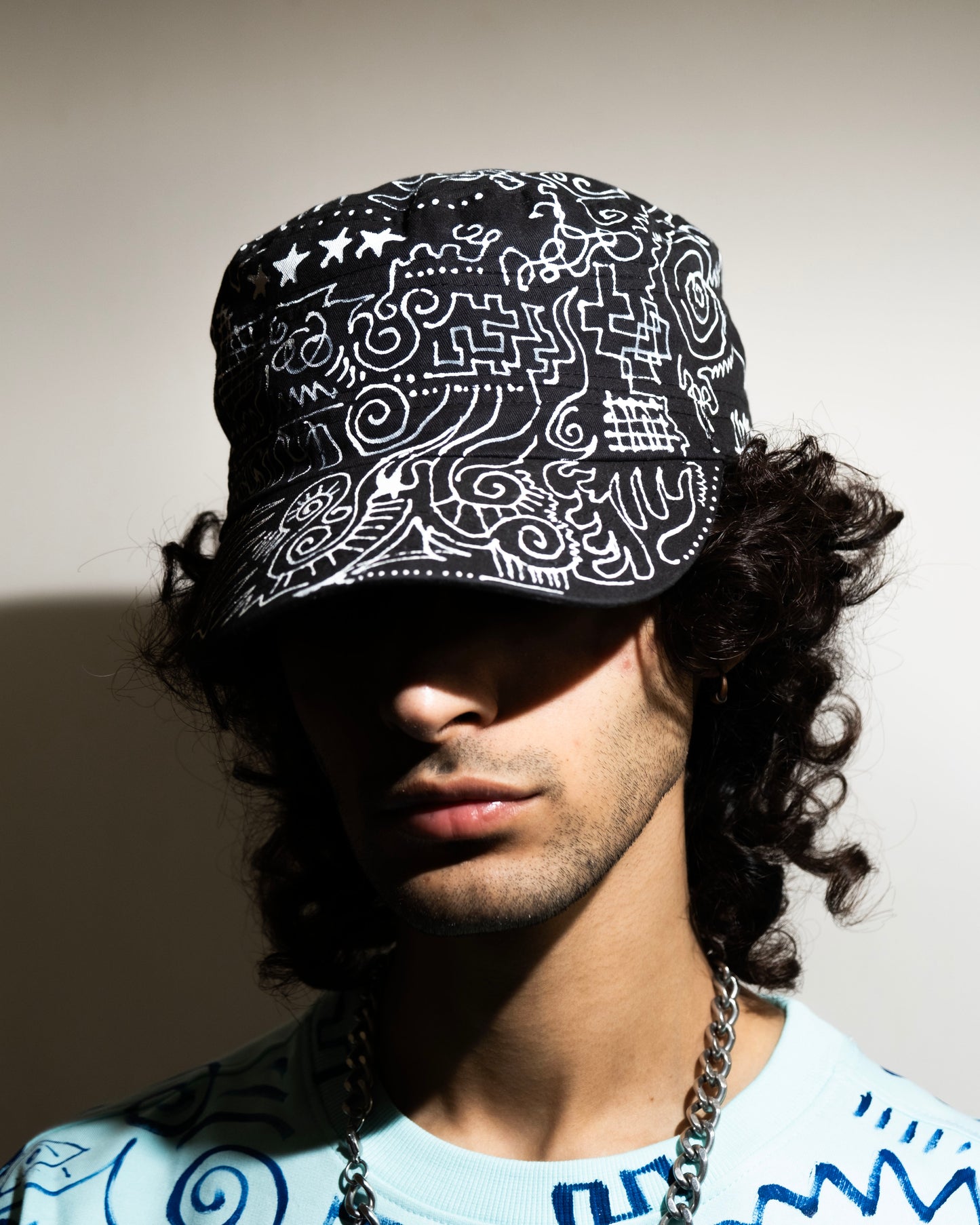 B/W Hand-Painted Cap