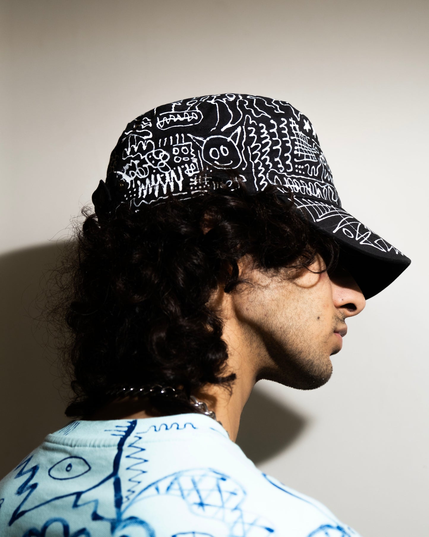 B/W Hand-Painted Cap