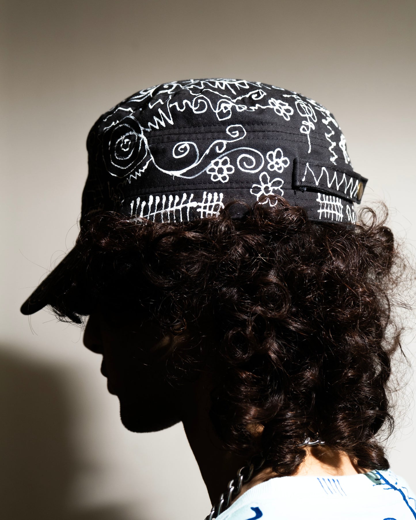 B/W Hand-Painted Cap