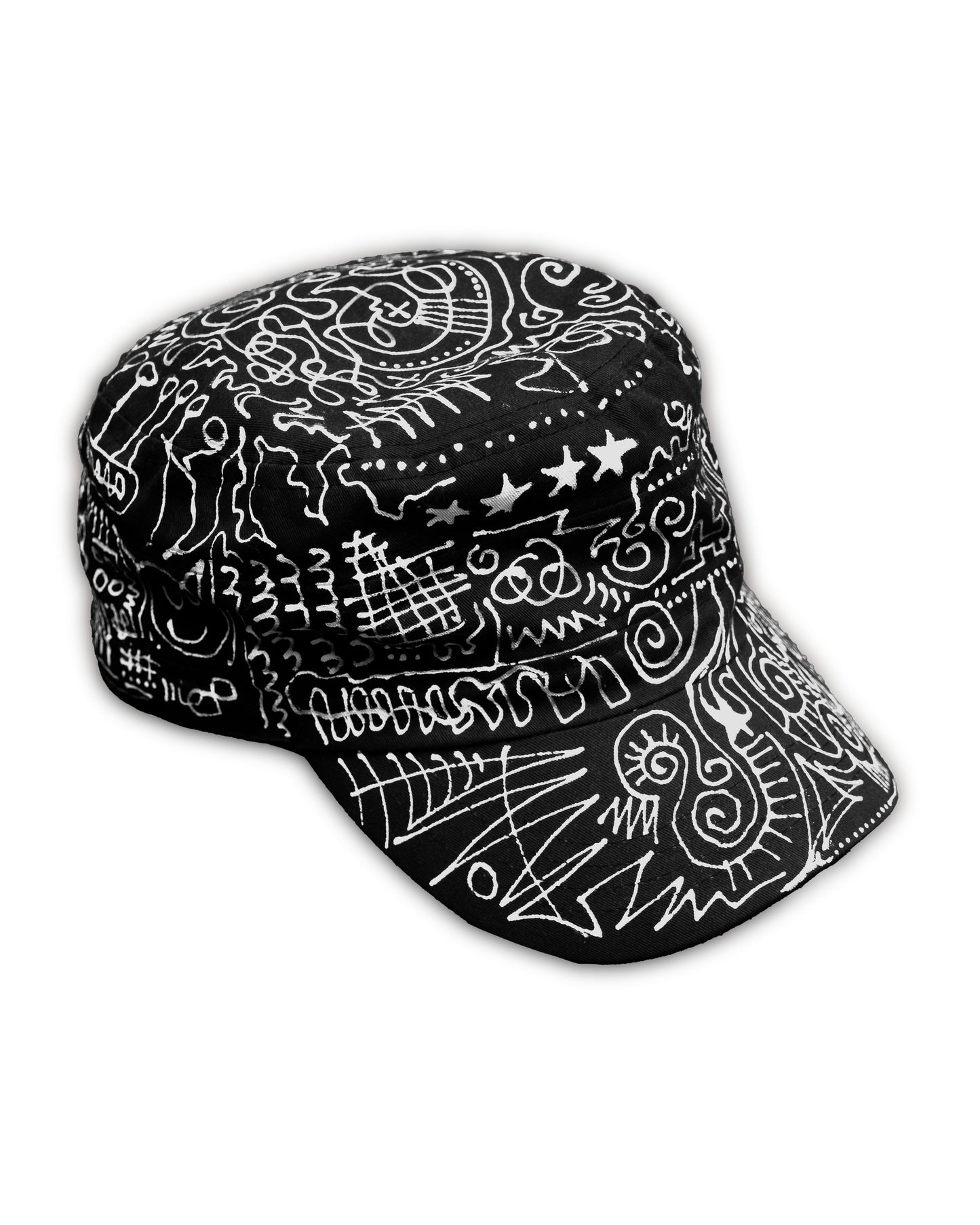 B/W Hand-Painted Cap