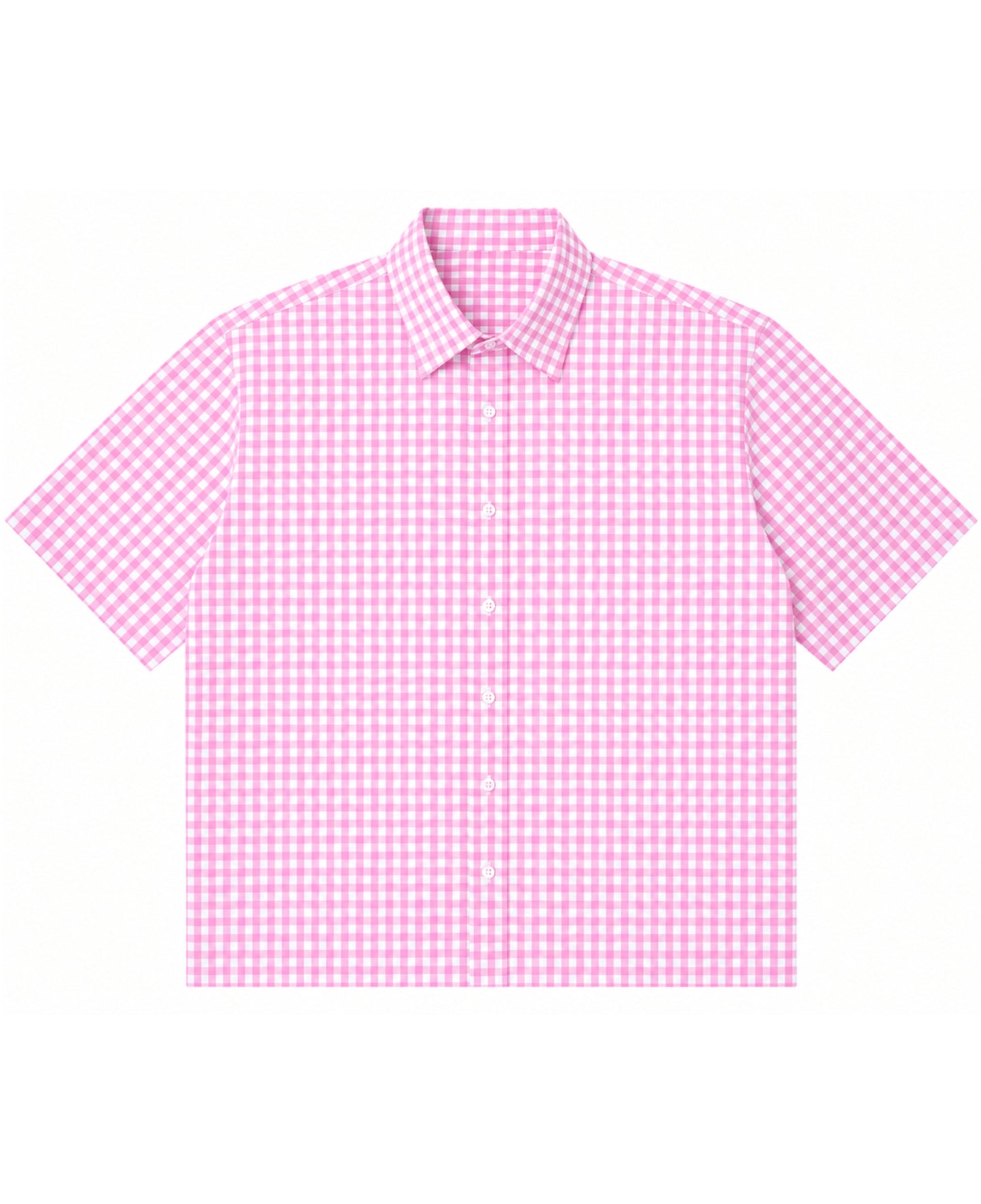 Pink Gingham Oxford Boxy Shirt Front Design