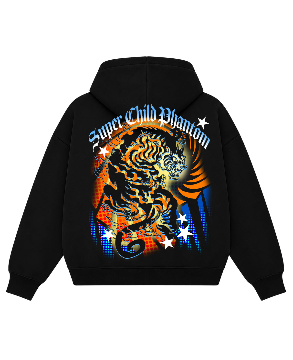 Black Boxy Dual Zipper Hoodie Back Design