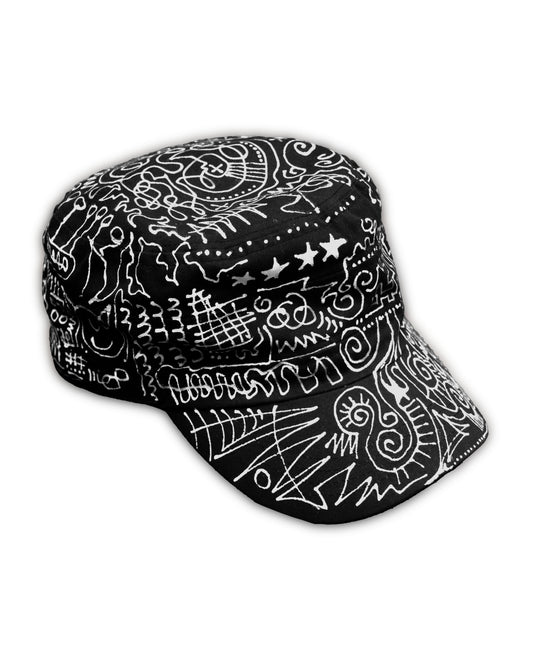 B/W Hand-Painted Cap