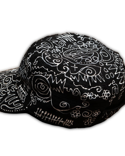 B/W Hand-Painted Cap