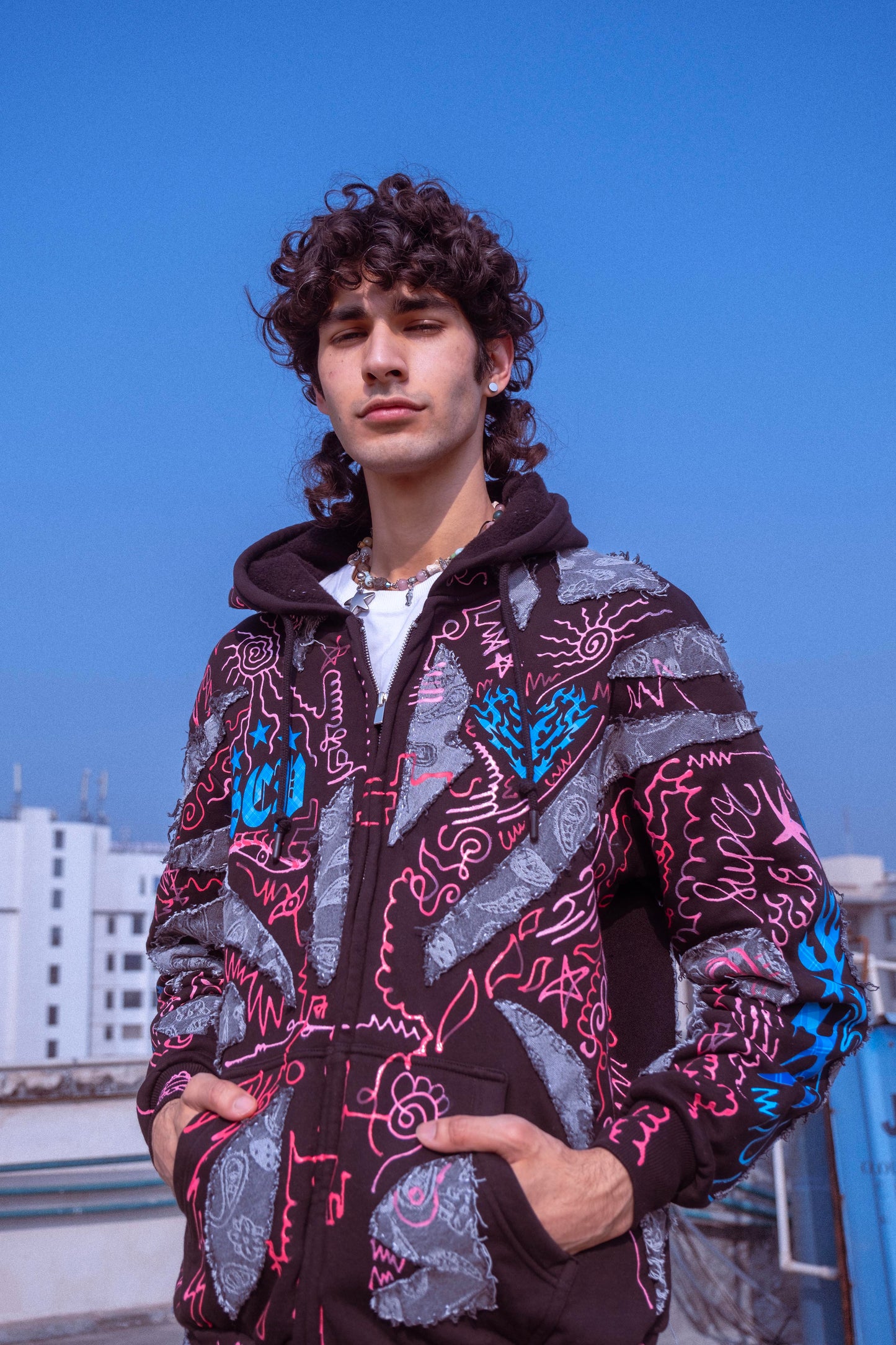 Flame Lining Hoodie (1of1) Hand-Painted