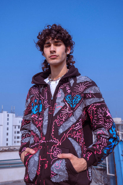Flame Lining Hoodie (1of1) Hand-Painted