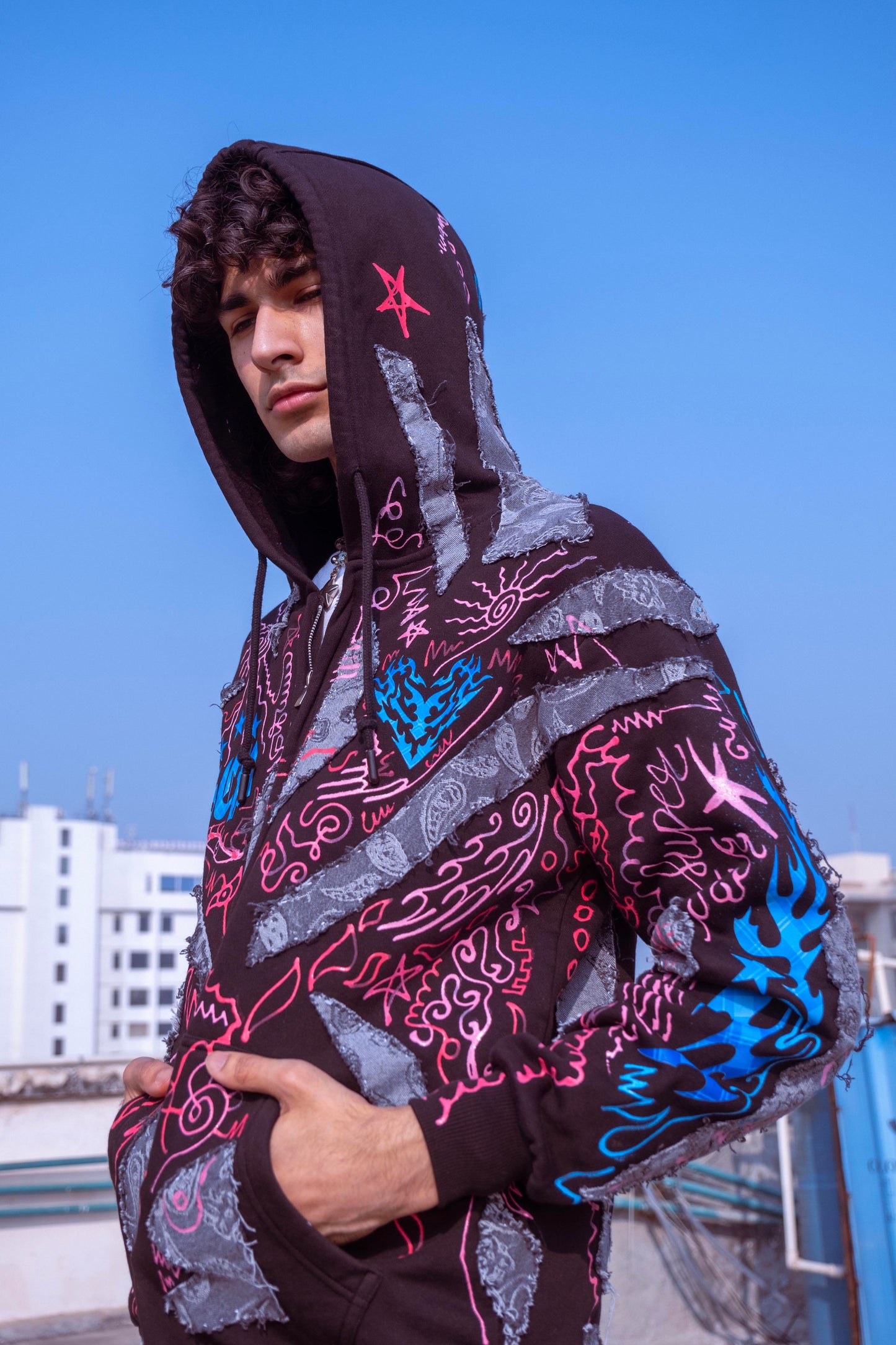 Flame Lining Hoodie (1of1) Hand-Painted