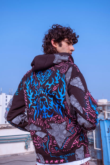 Flame Lining Hoodie (1of1) Hand-Painted