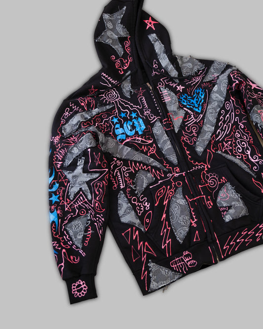 Flame Lining Hoodie (1of1) Hand-Painted