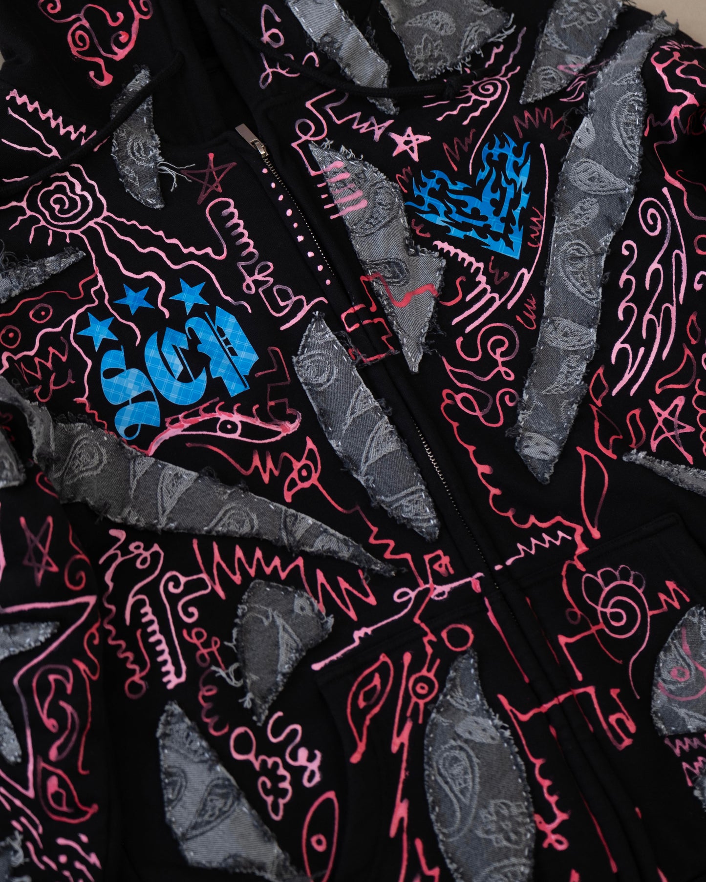 Flame Lining Hoodie (1of1) Hand-Painted