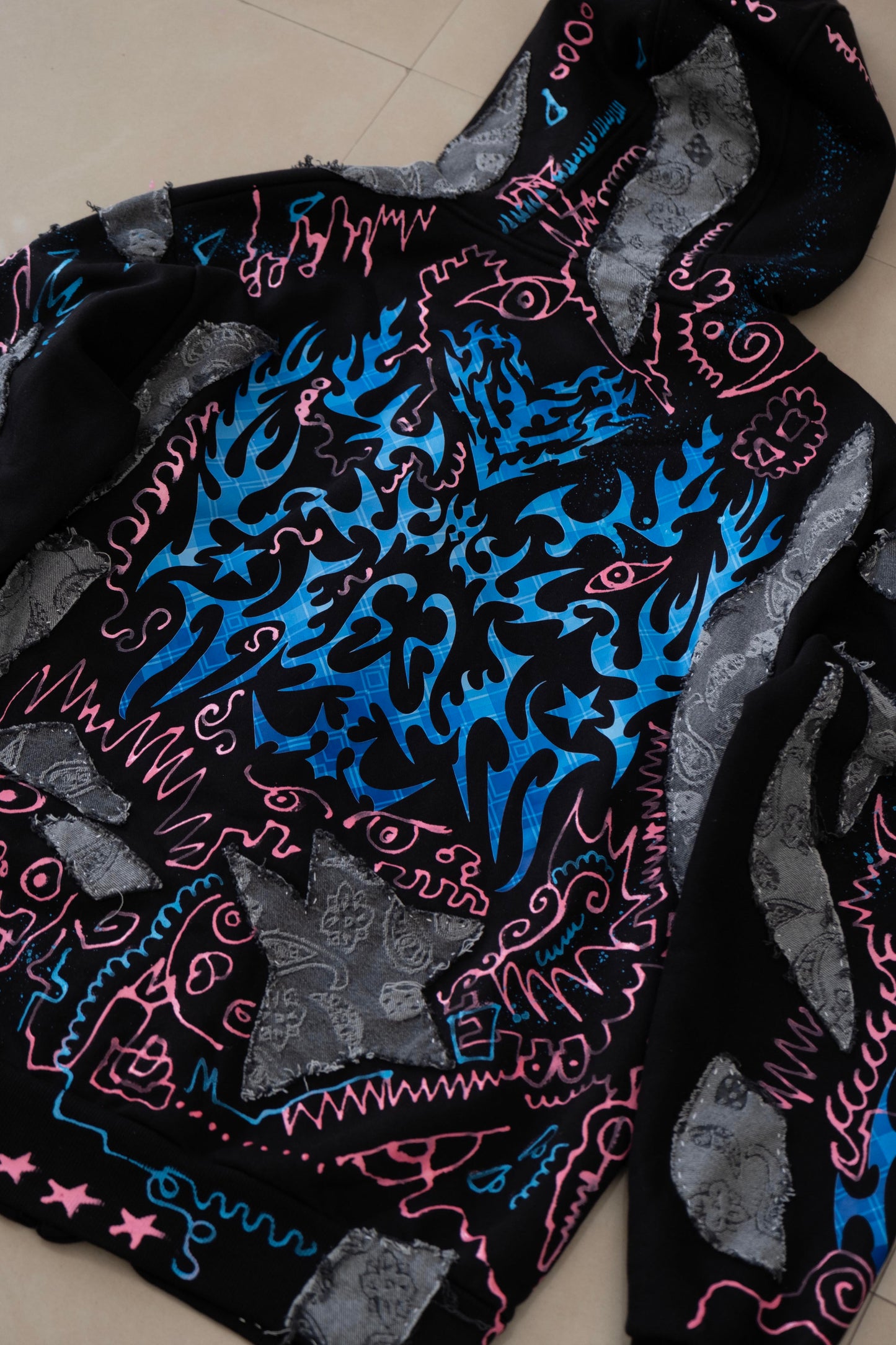 Flame Lining Hoodie (1of1) Hand-Painted