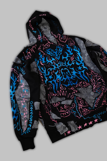 Flame Lining Hoodie (1of1) Hand-Painted