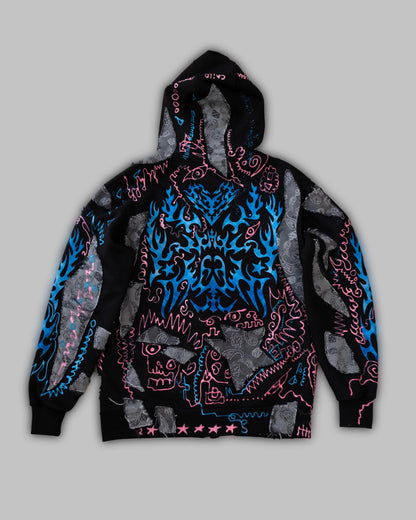 Flame Lining Hoodie (1of1) Hand-Painted