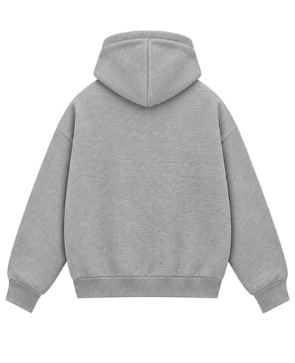 Grey Boxy Dual Zipper Hoodie Back Design