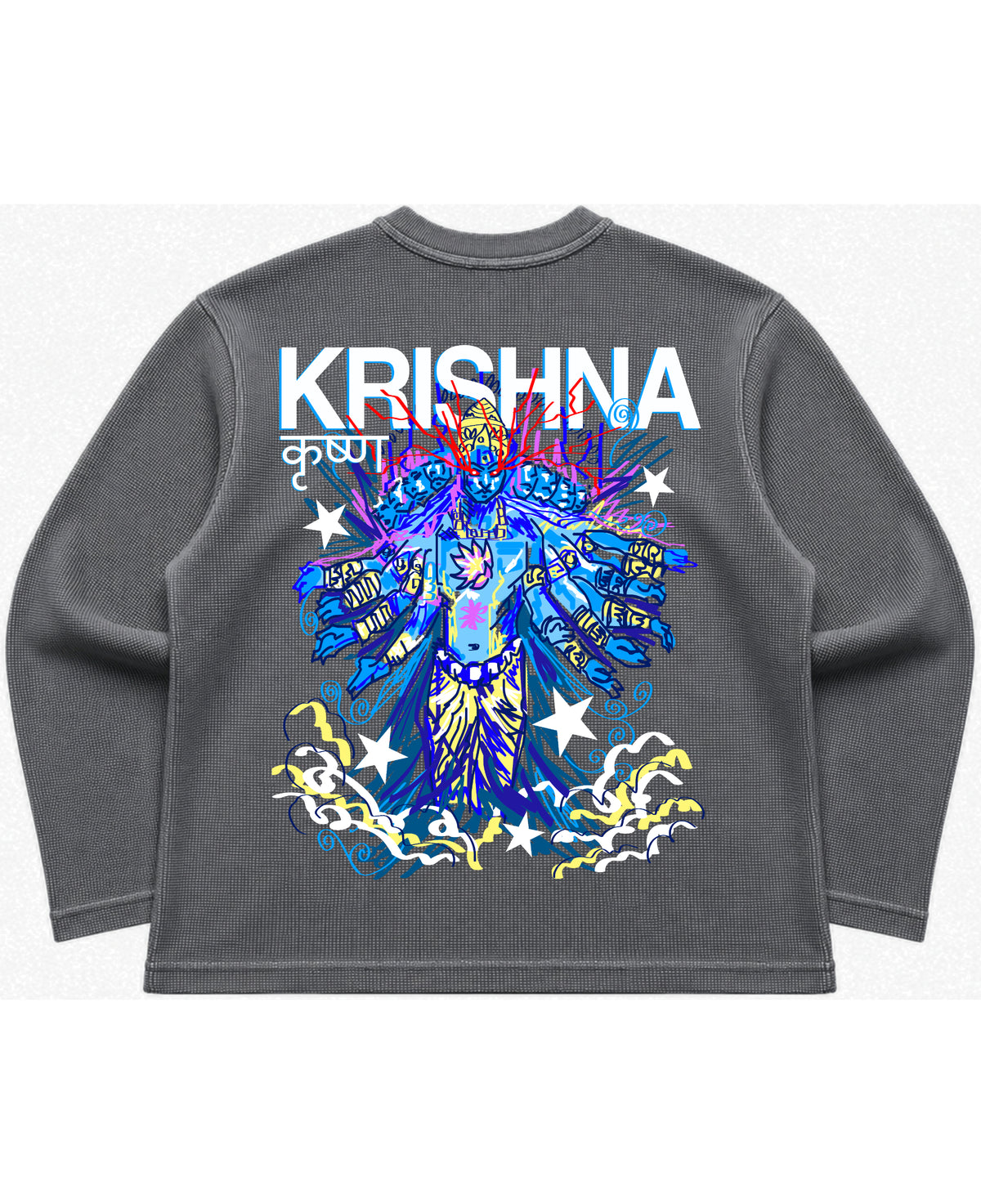 Acidwash waffle knit oversized full-sleeve Back Design