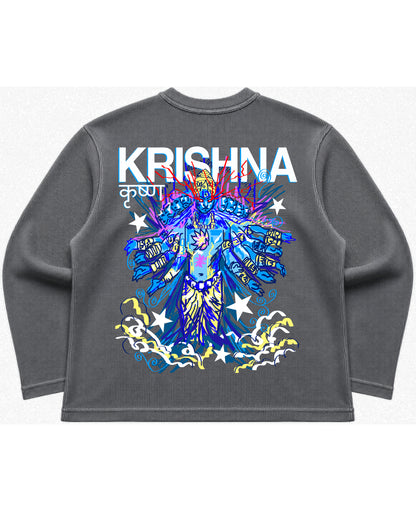 Acidwash waffle knit oversized full-sleeve Back Design