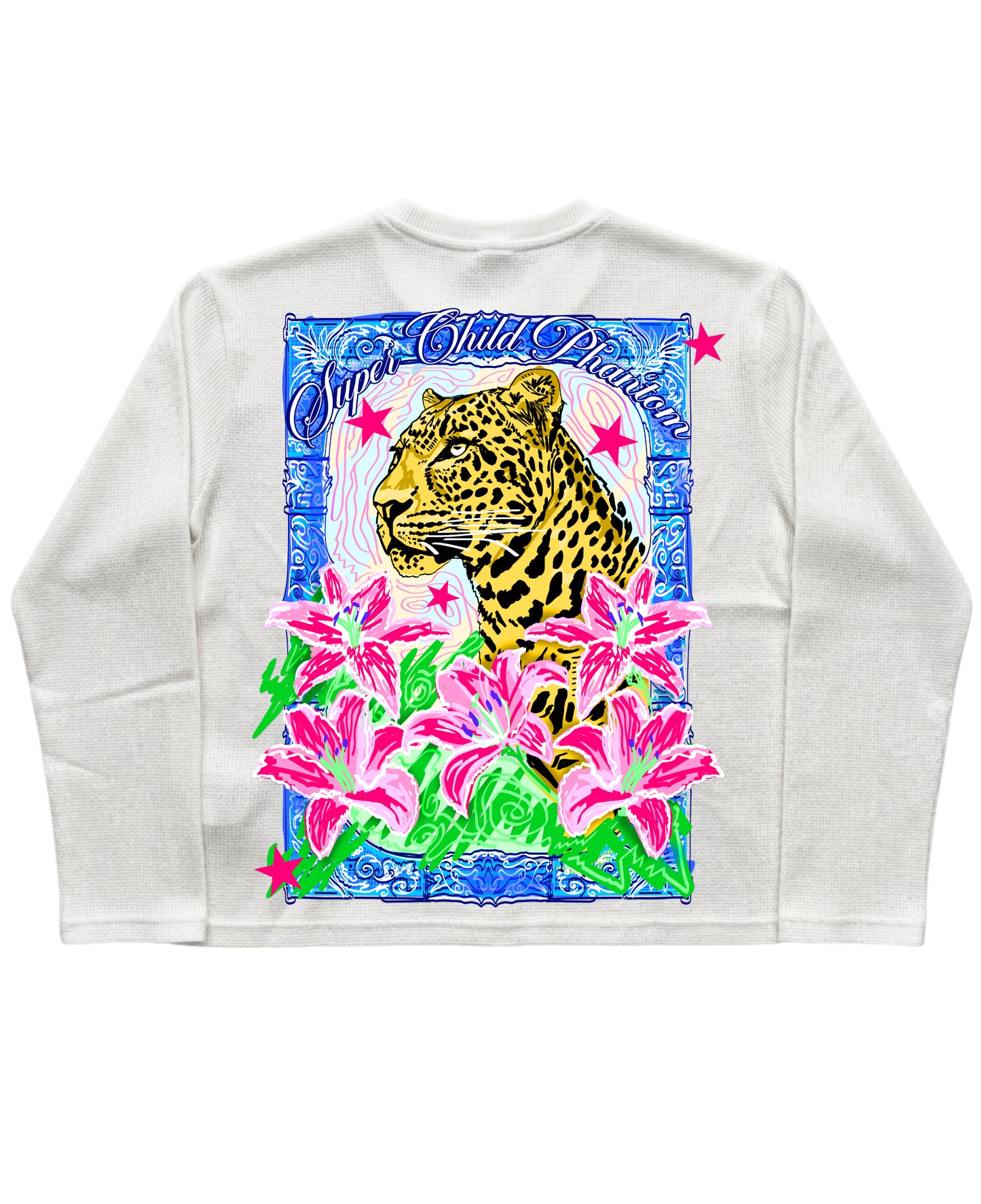 White Henley waffle knit Back Design