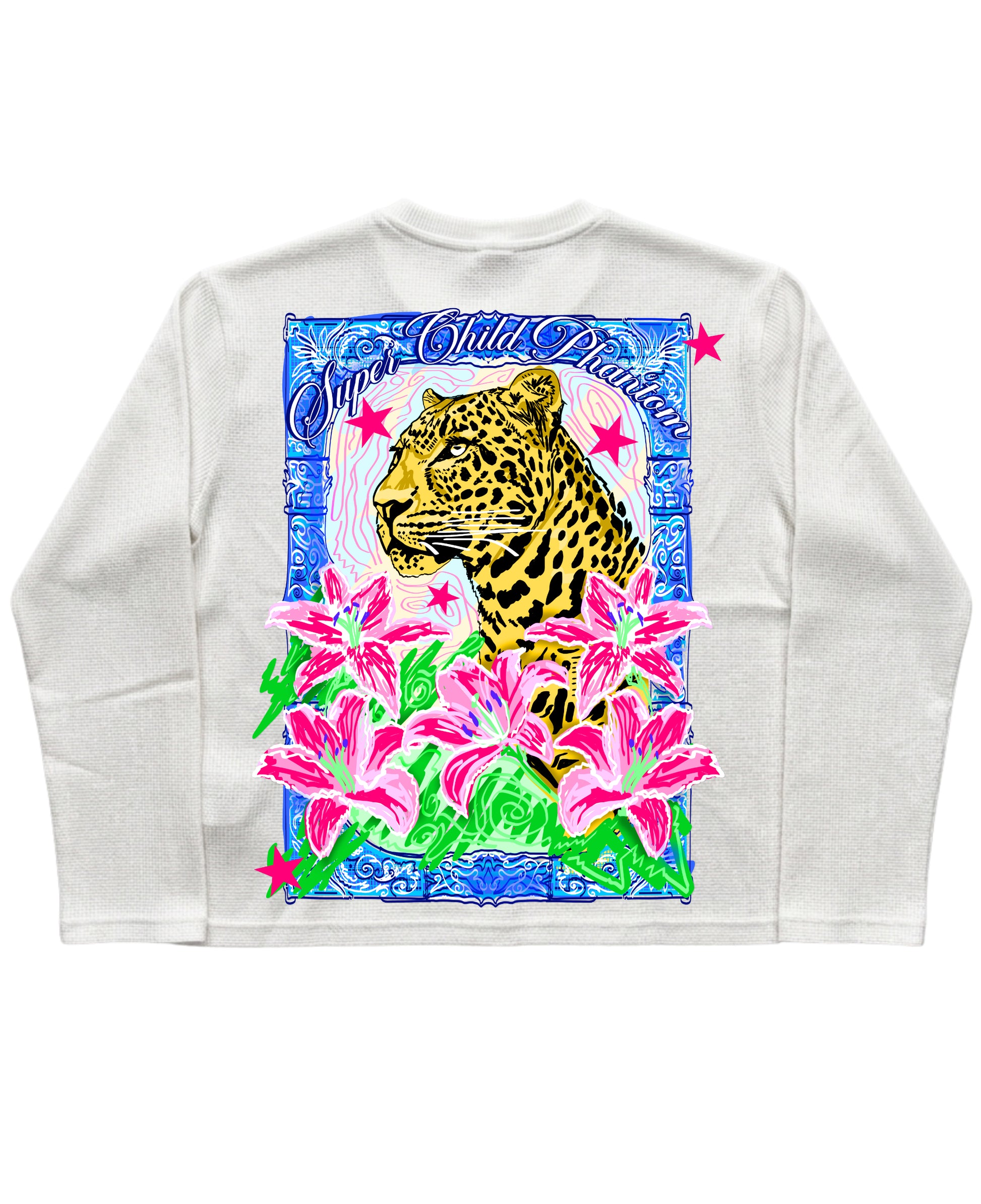 White Henley waffle knit Back Design