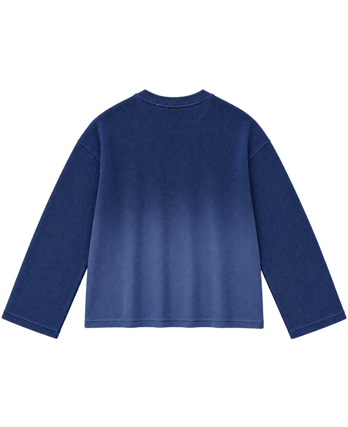 Blue Ombré Waffle Knit Oversized Full-Sleeve Back Design