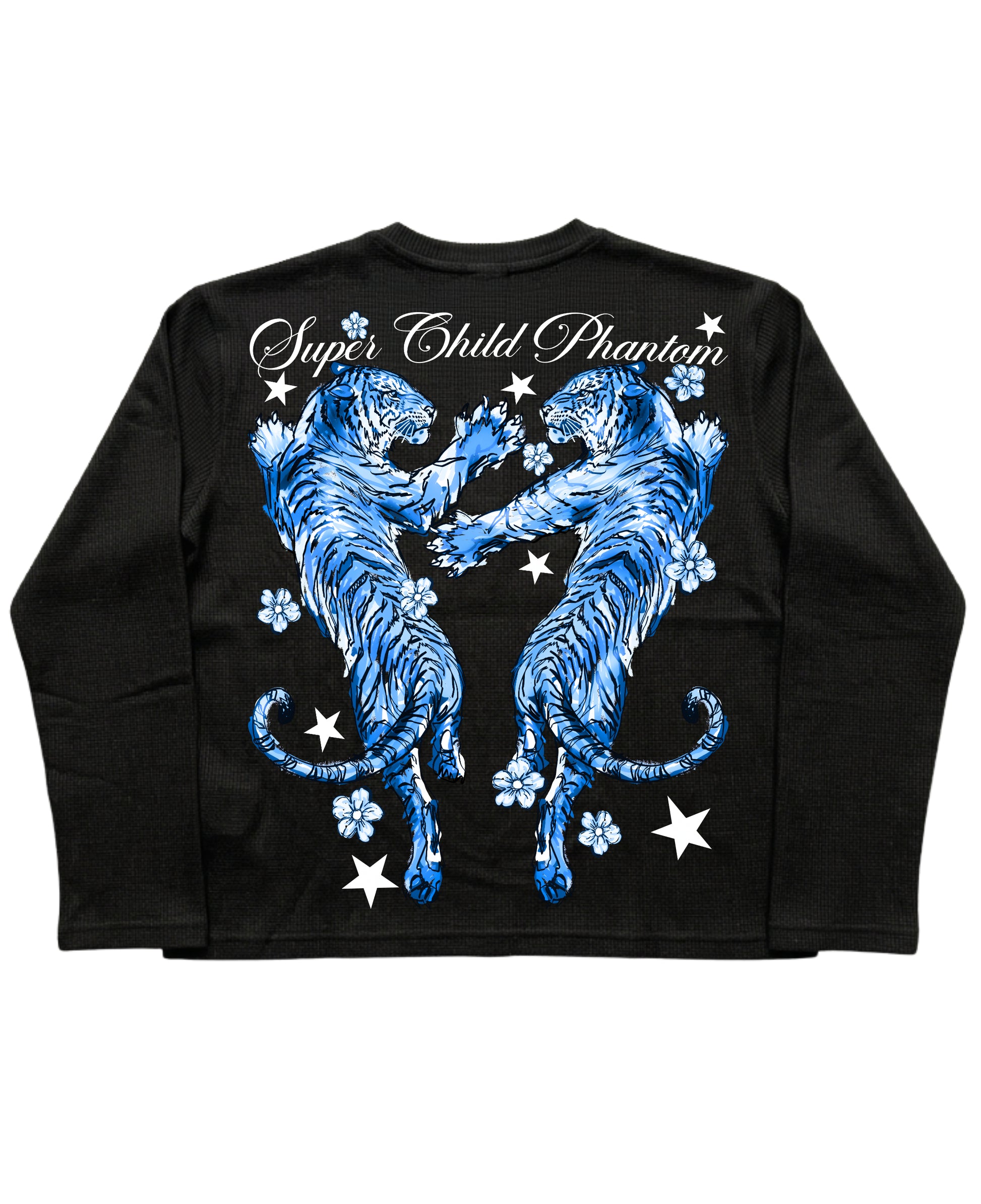Black Henley waffle knit Back Design
