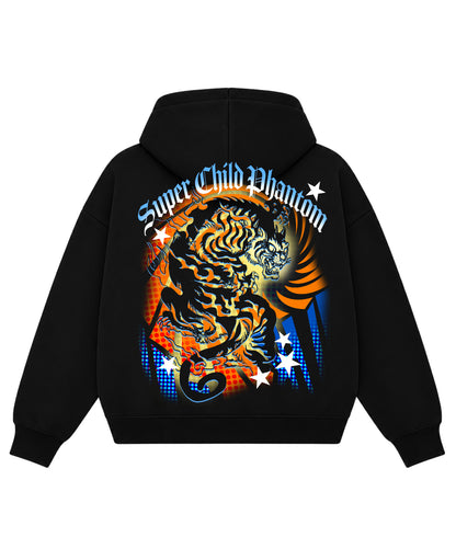 Black Boxy Dual Zipper Hoodie Back Design