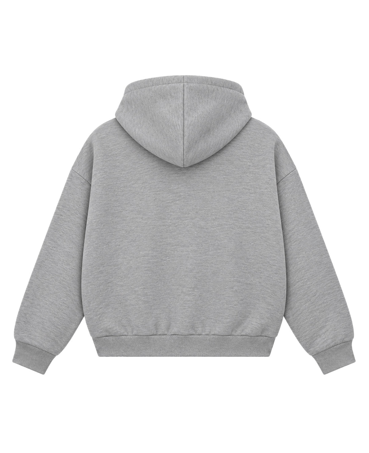 Grey Boxy Double Zipped Hoodie Back Design