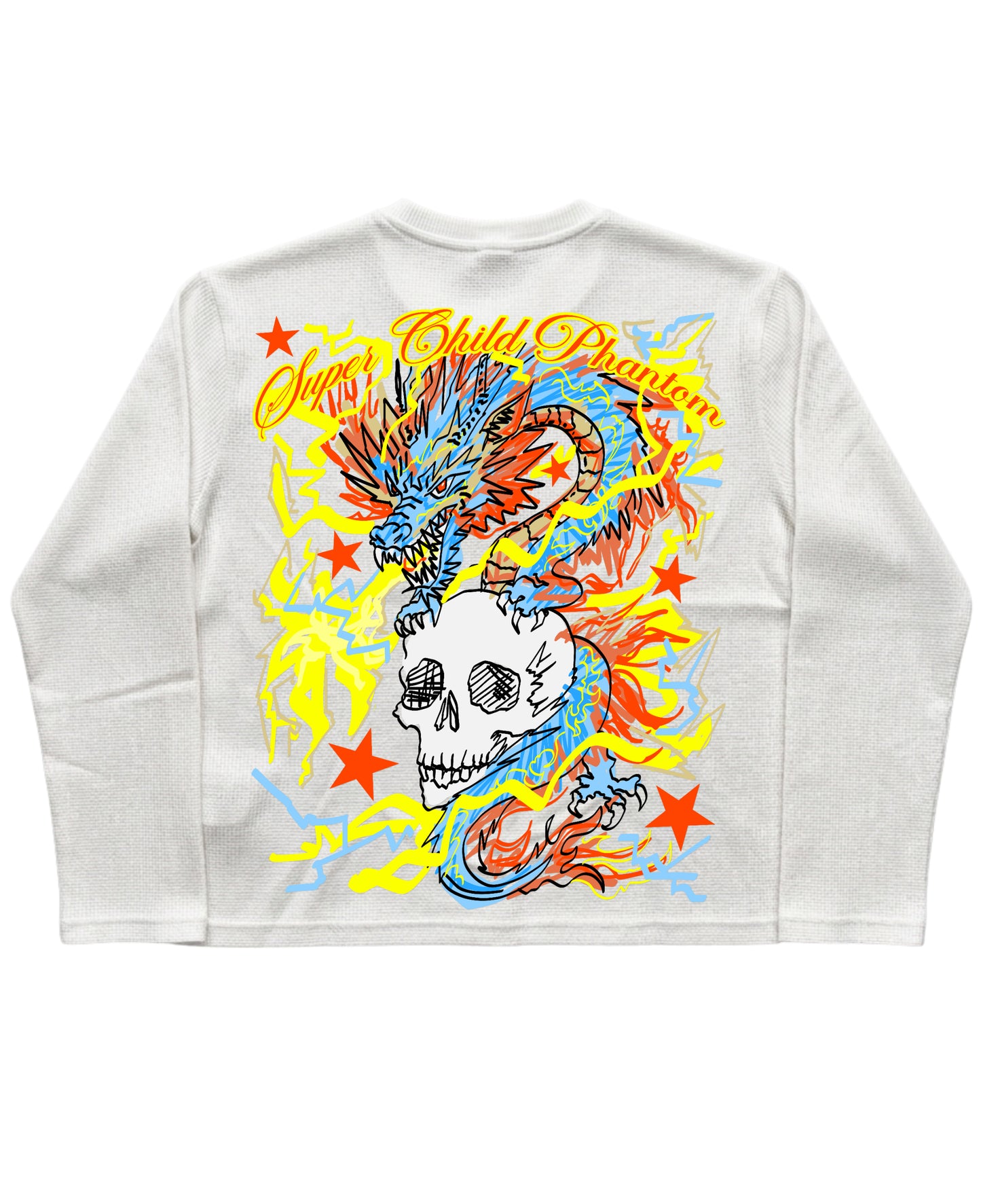 White Henley waffle knit Back Design