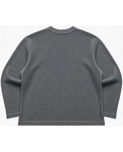 Acidwash waffle knit oversized full-sleeve Back Design