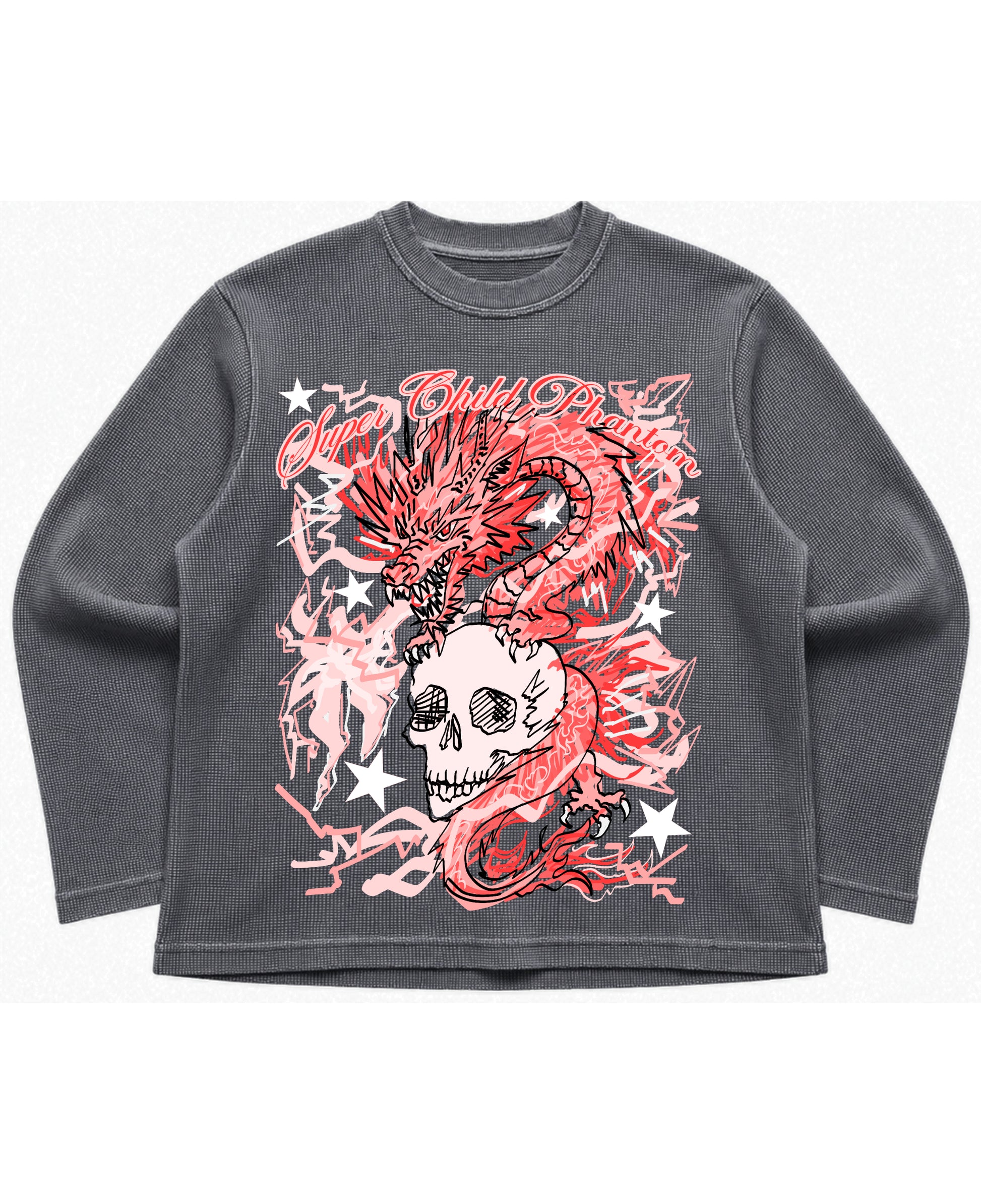 Acidwash waffle knit oversized full-sleeve Front Design