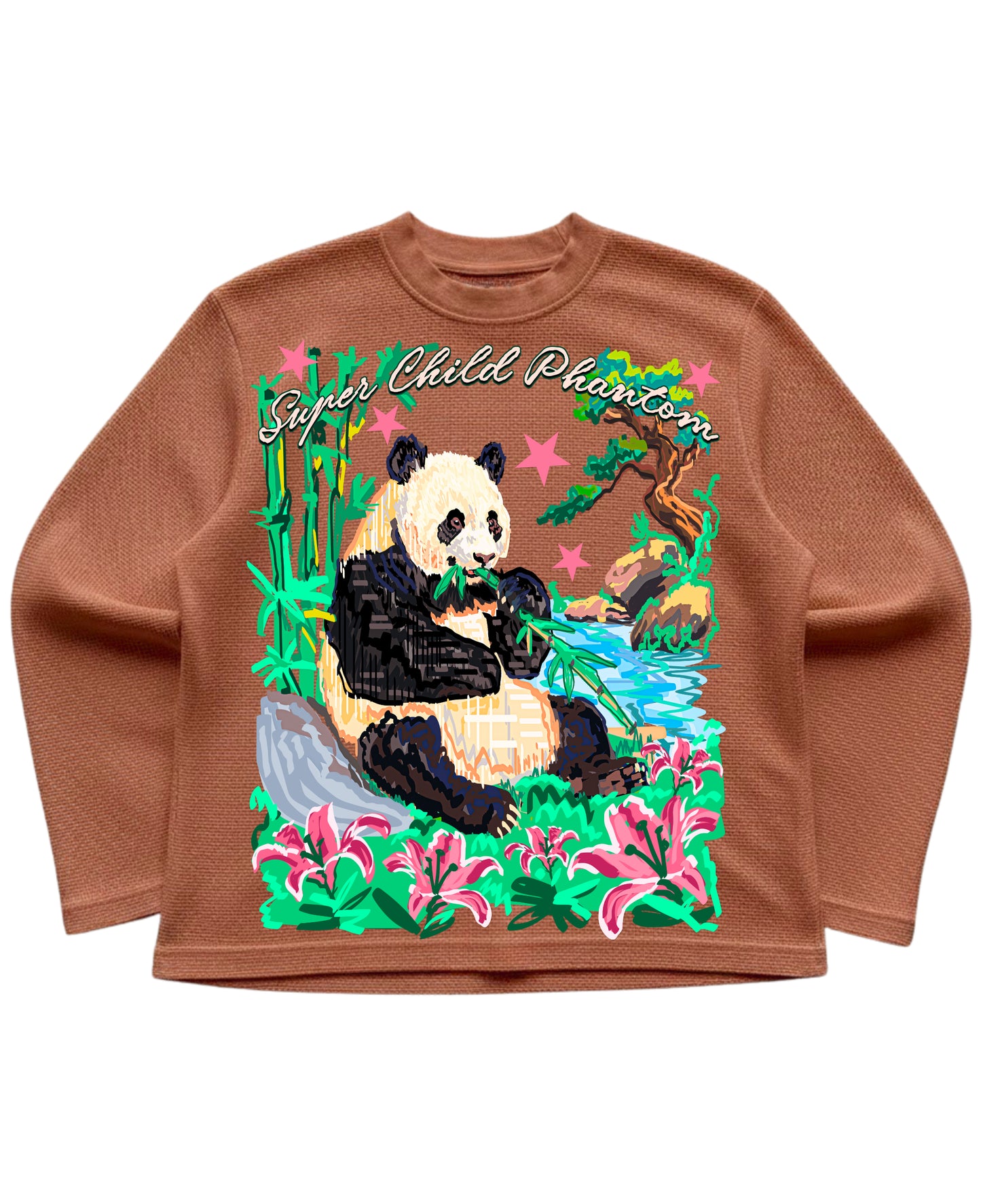 Brown waffle knit oversized full-sleeve Front Design