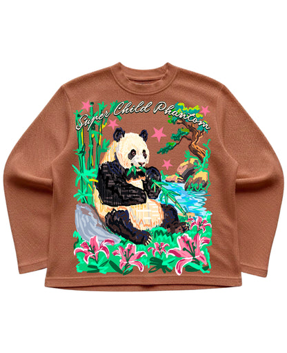 Brown waffle knit oversized full-sleeve Front Design
