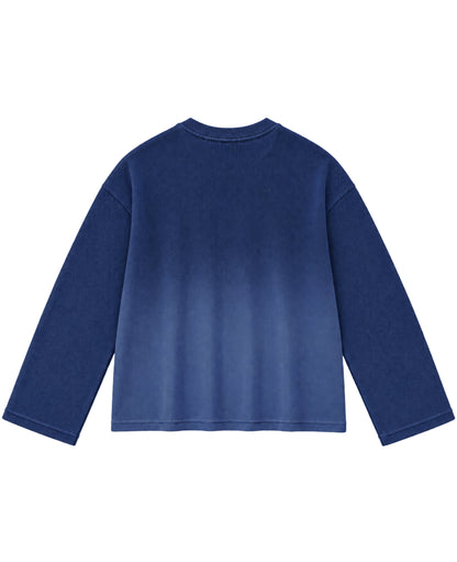 Blue Ombré Waffle Knit Oversized Full-Sleeve Back Design